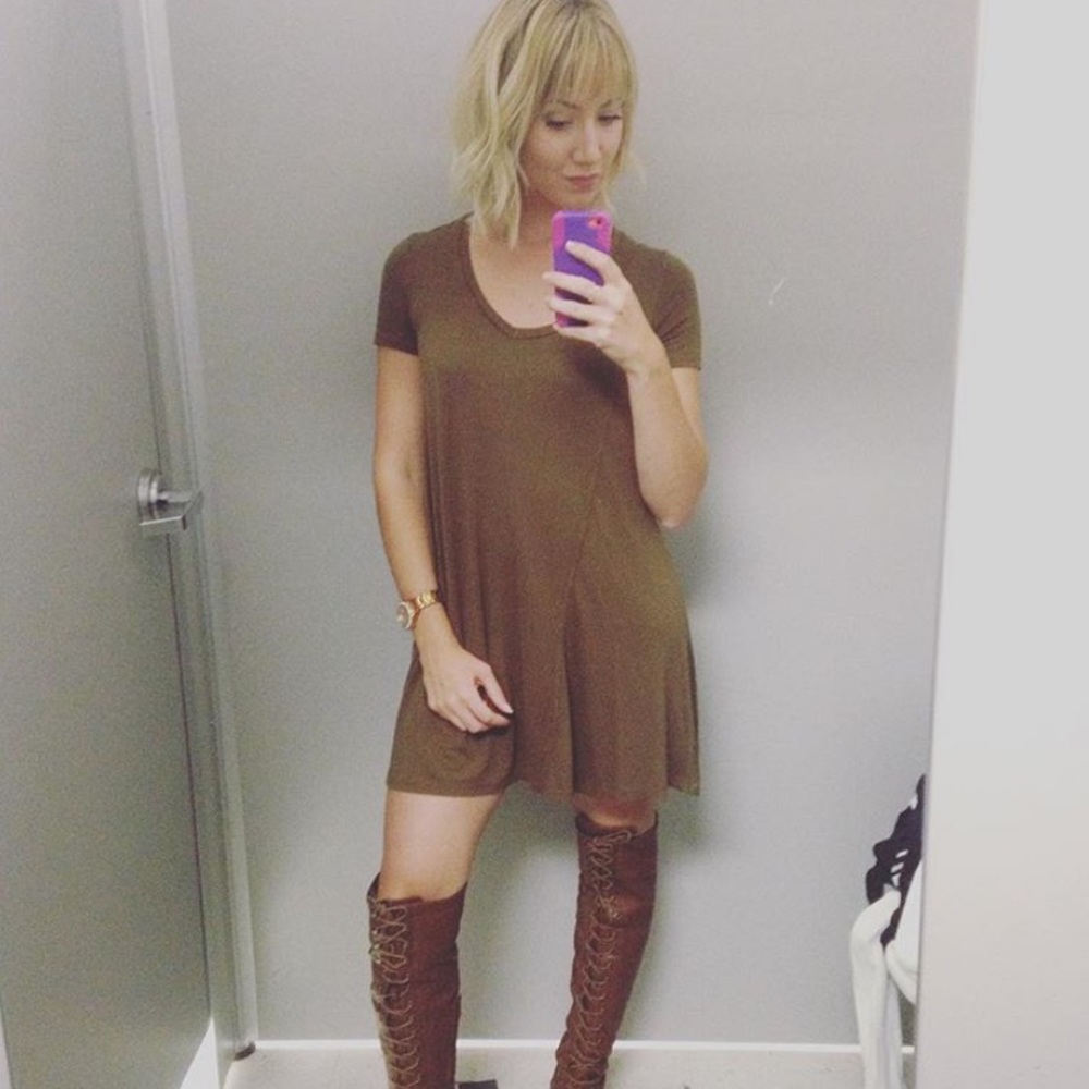 Army Green Zara Skater Dress